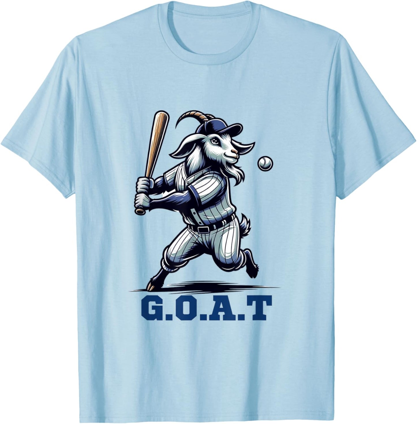 G.O.A.T. Goat Greatest Baseball Player Funny T-Shirt - T-Shirt | Light Blue
