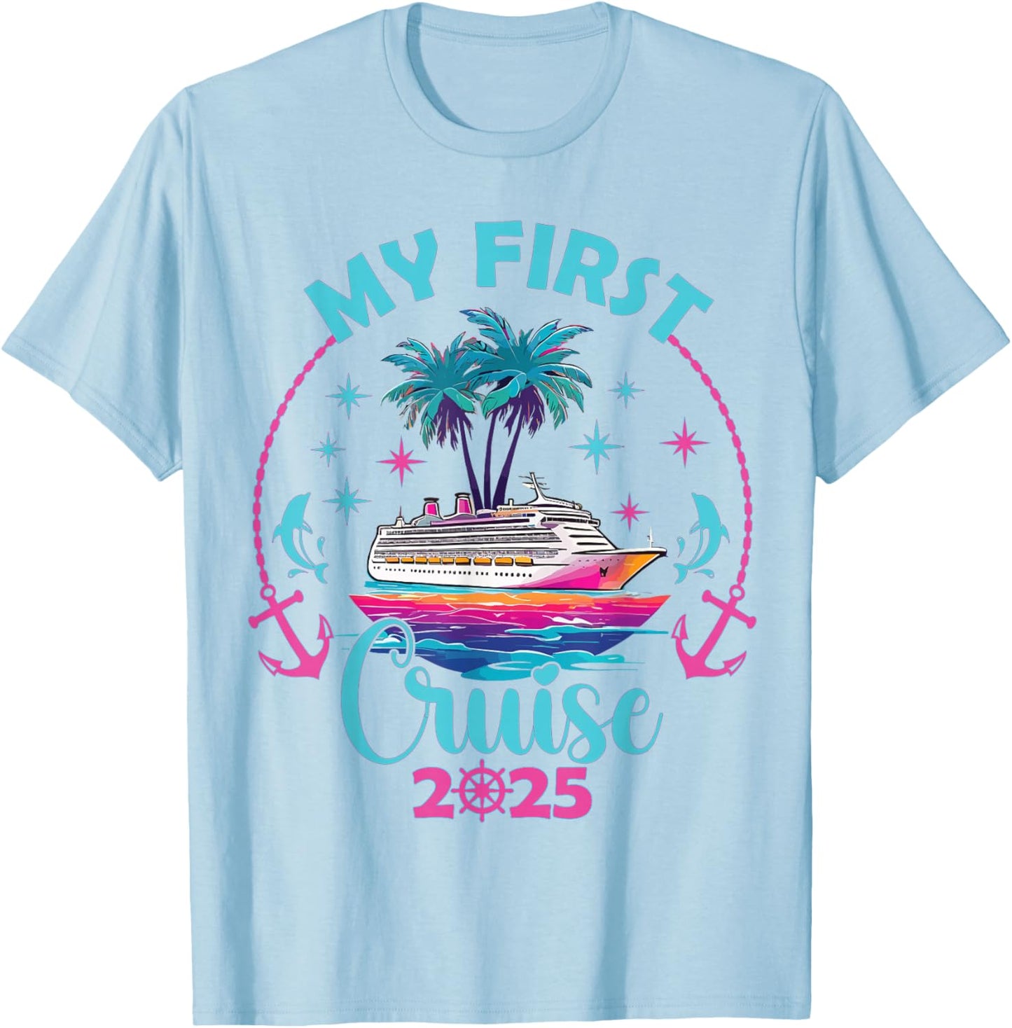 My First Cruise 2025 Vacation Matching Family Cruise Ship T-Shirt - T-Shirt | Light Blue