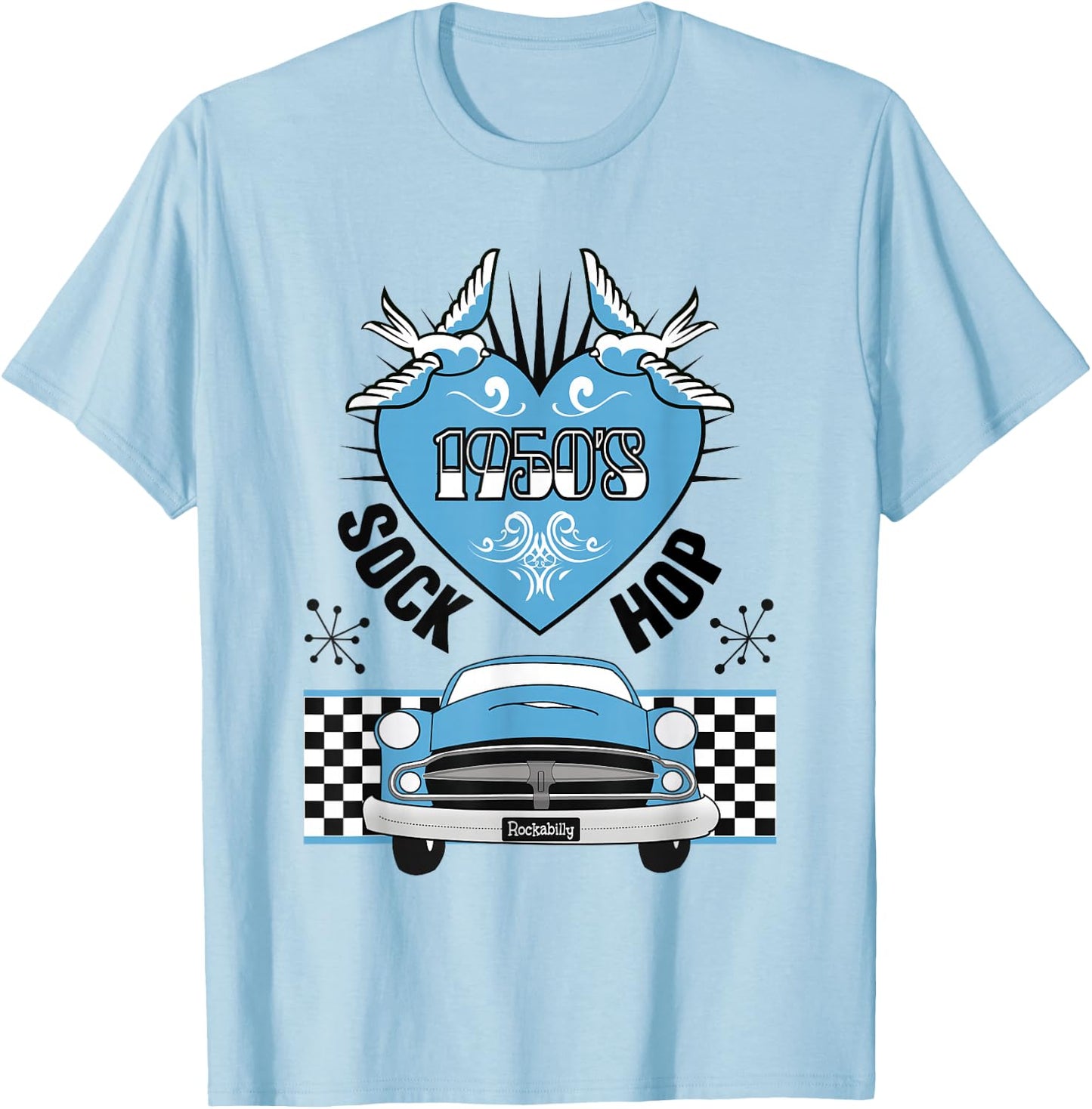 Sock Hop Costume Rockabilly 50s Greaser Retro 1950s Doo Wop T-Shirt - T-Shirt | Light Blue