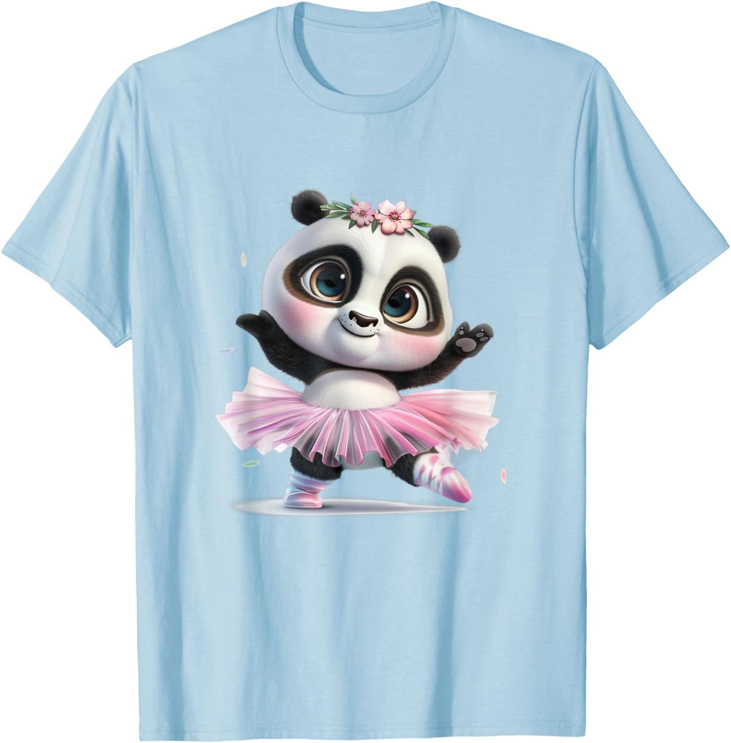A Cute Panda Dancing Ballet In A Pink Dress T-Shirt - T-Shirt | Light Blue