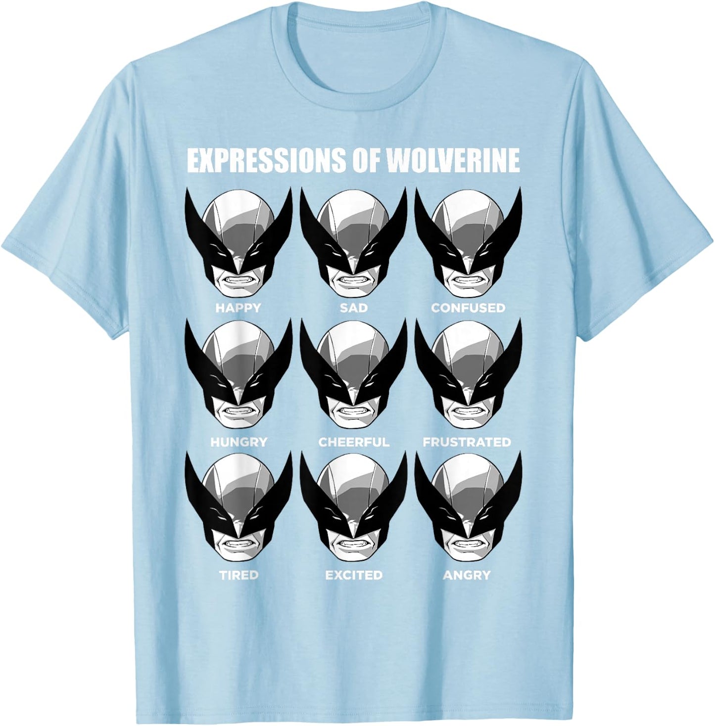 Marvel X-Men Expressions of Wolverine Grid T-Shirt - T-Shirt | Light Blue