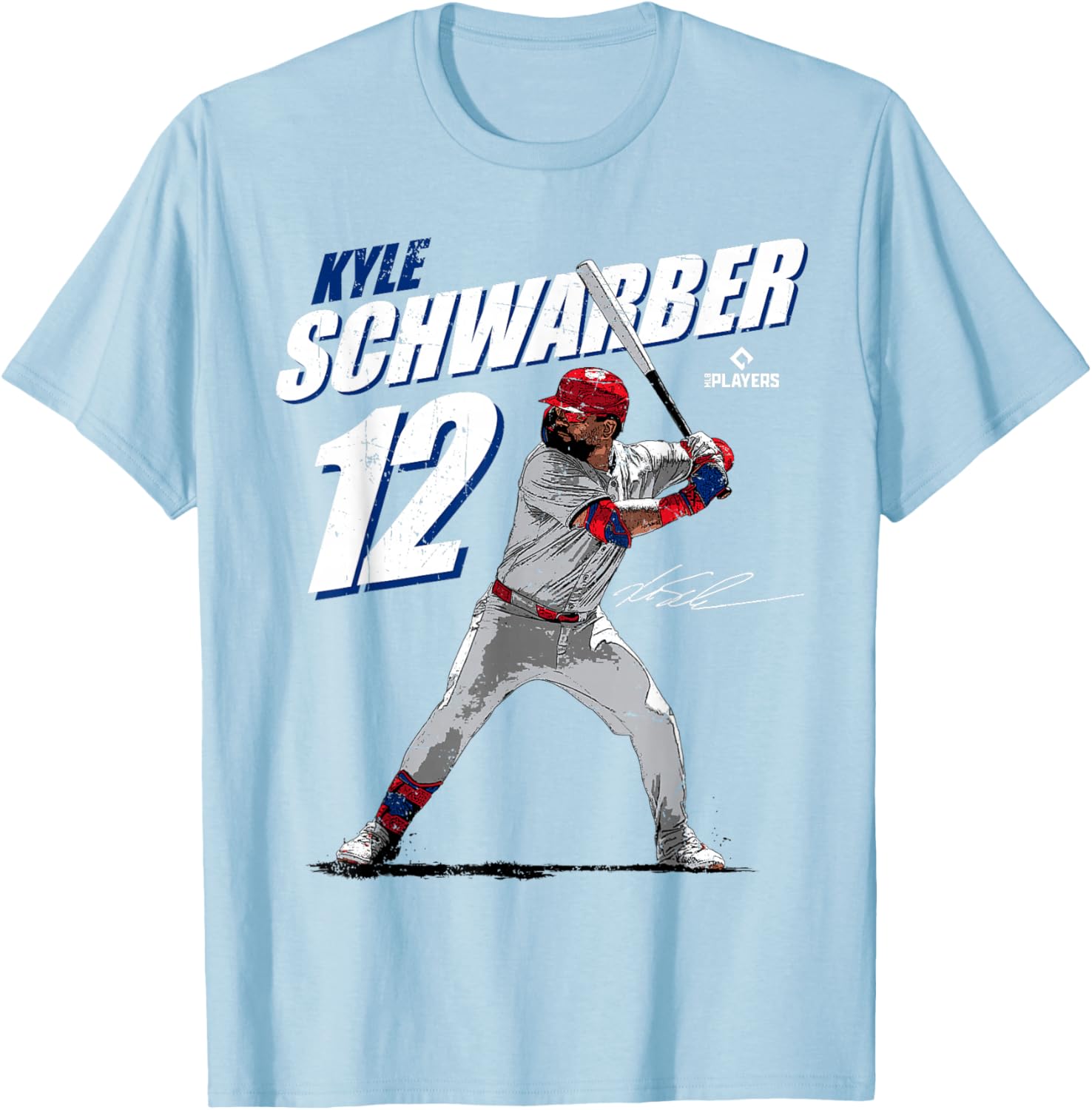 Kyle Schwarber | Philadelphia Baseball Players | MLBSWB3001 T-Shirt - T-Shirt | Light Blue