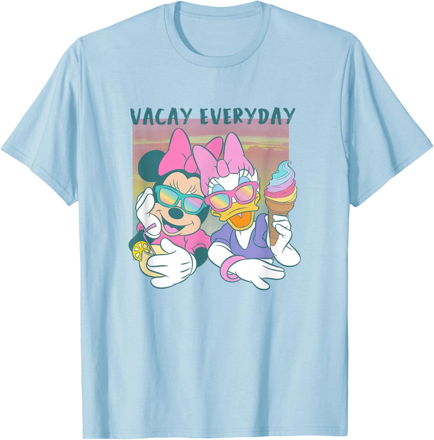 Disney Mickey and Friends Minnie & Daisy Vacay Everyday T-Shirt - T-Shirt | Light Blue