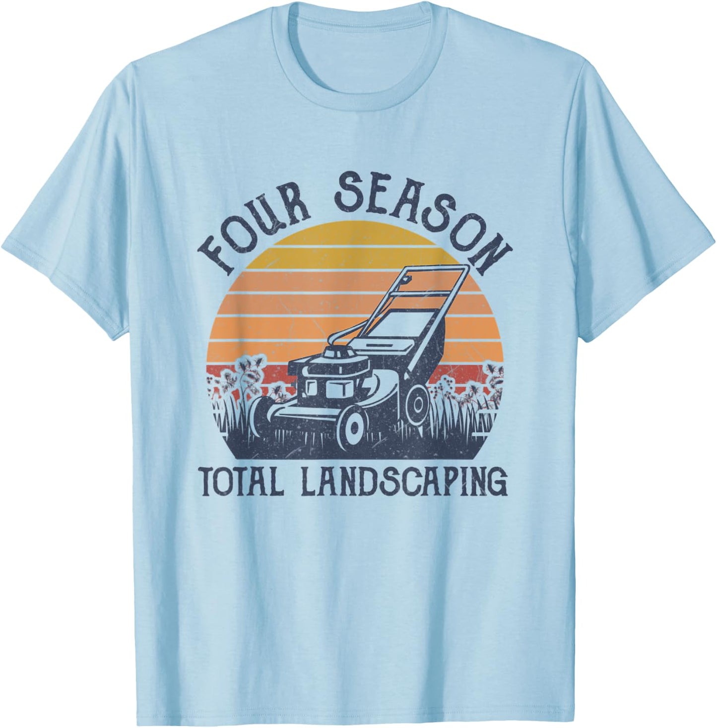 Four Season Total Landscaping Vintage Sunset Graphic Novelty T-Shirt - T-Shirt | Light Blue