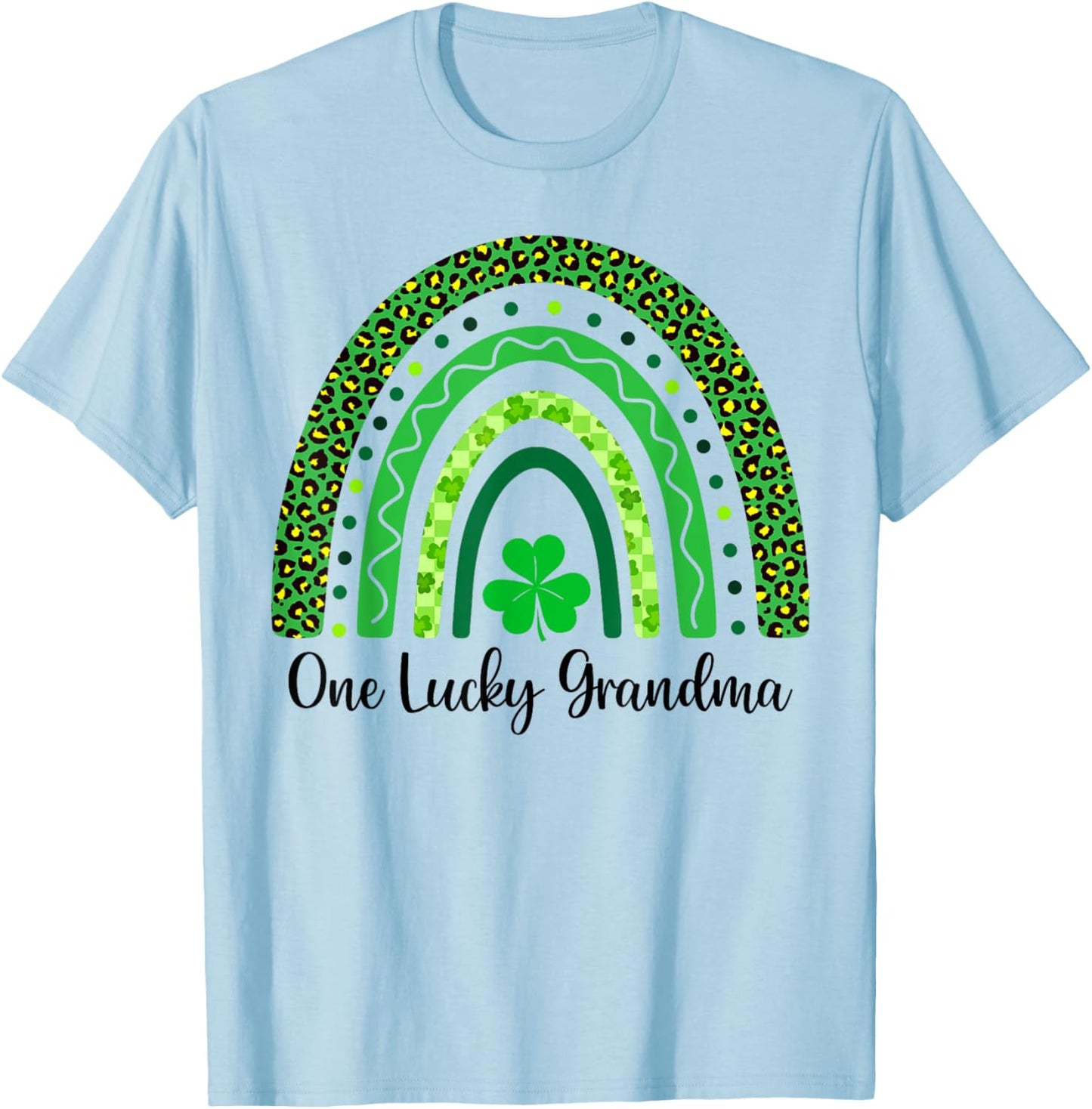 One Lucky Grandma St Patrick’s Day Rainbow Shamrock Irish T-Shirt - T-Shirt | Light Blue