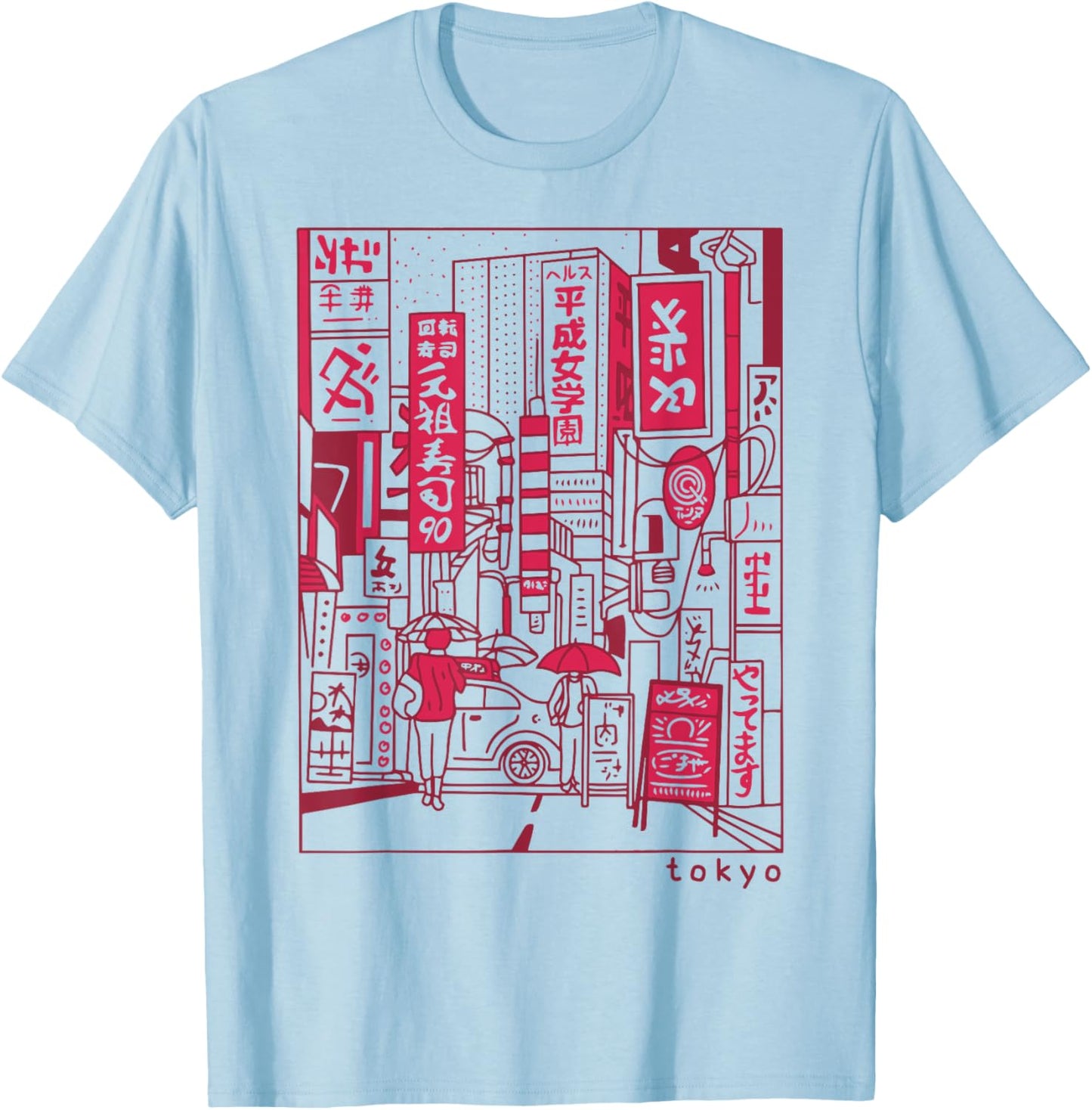 Japanese Streetwear Retro Vibes Aesthetic Tokyo Fashion T-Shirt - T-Shirt | Light Blue