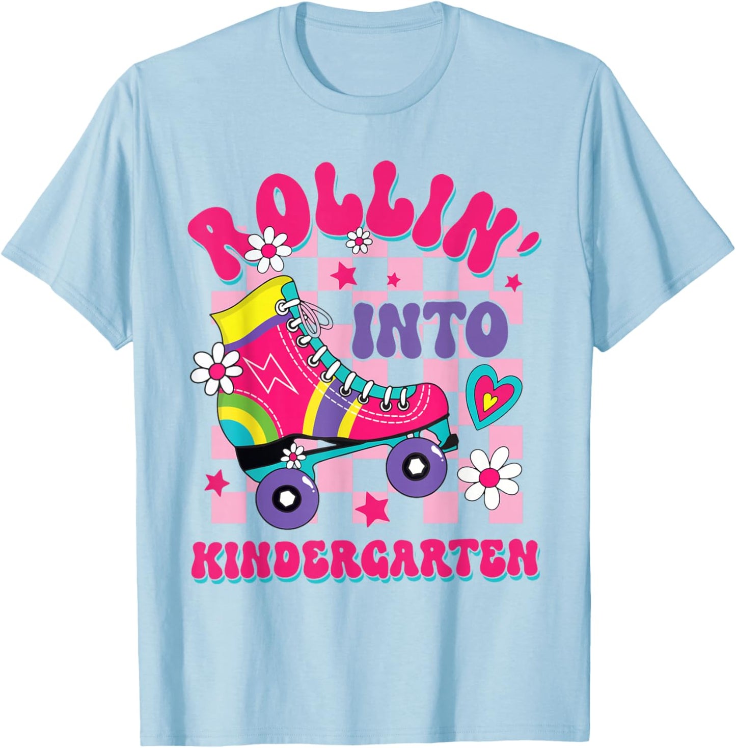 Rolling Into Kindergarten Girl Roller Skate Toddler Kids T-Shirt - T-Shirt | Light Blue
