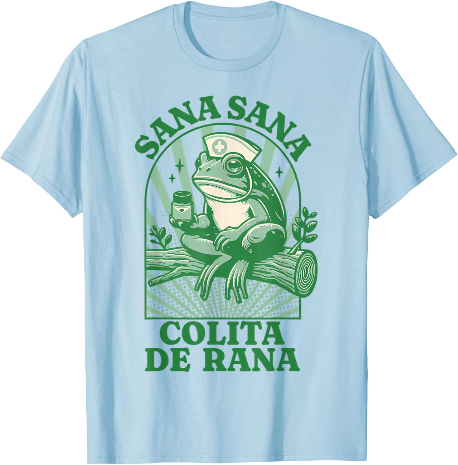 Frog Sana Sana Colita De Rana Cute Mexican Nurse T-Shirt - T-Shirt | Light Blue