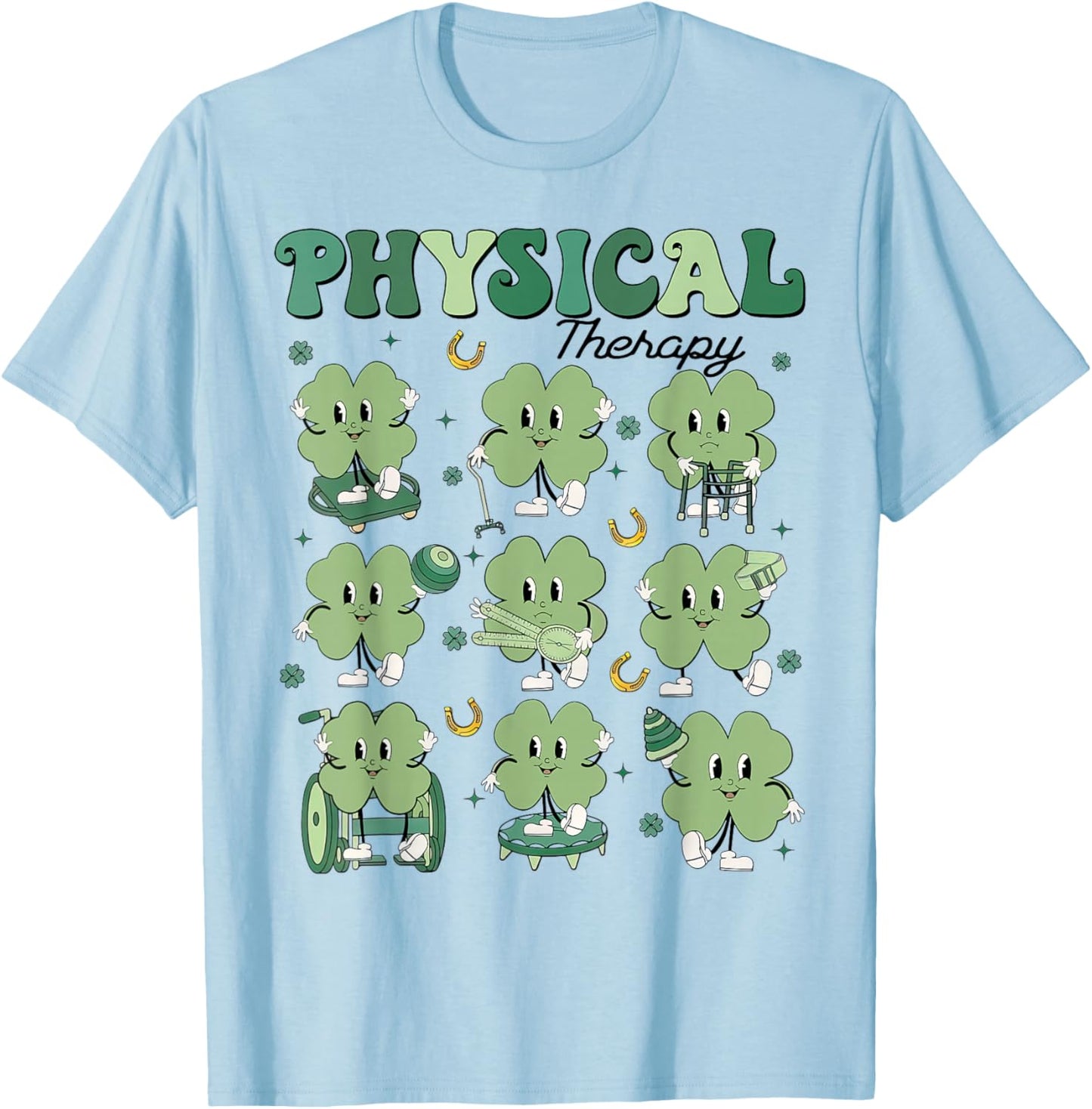 Physical Therapy PT Funny Shamrock St Patricks Day T-Shirt - T-Shirt | Light Blue
