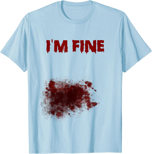 I'm Fine Bloody Zombie Bite Scary Halloween Costume T-Shirt - T-Shirt | Light Blue