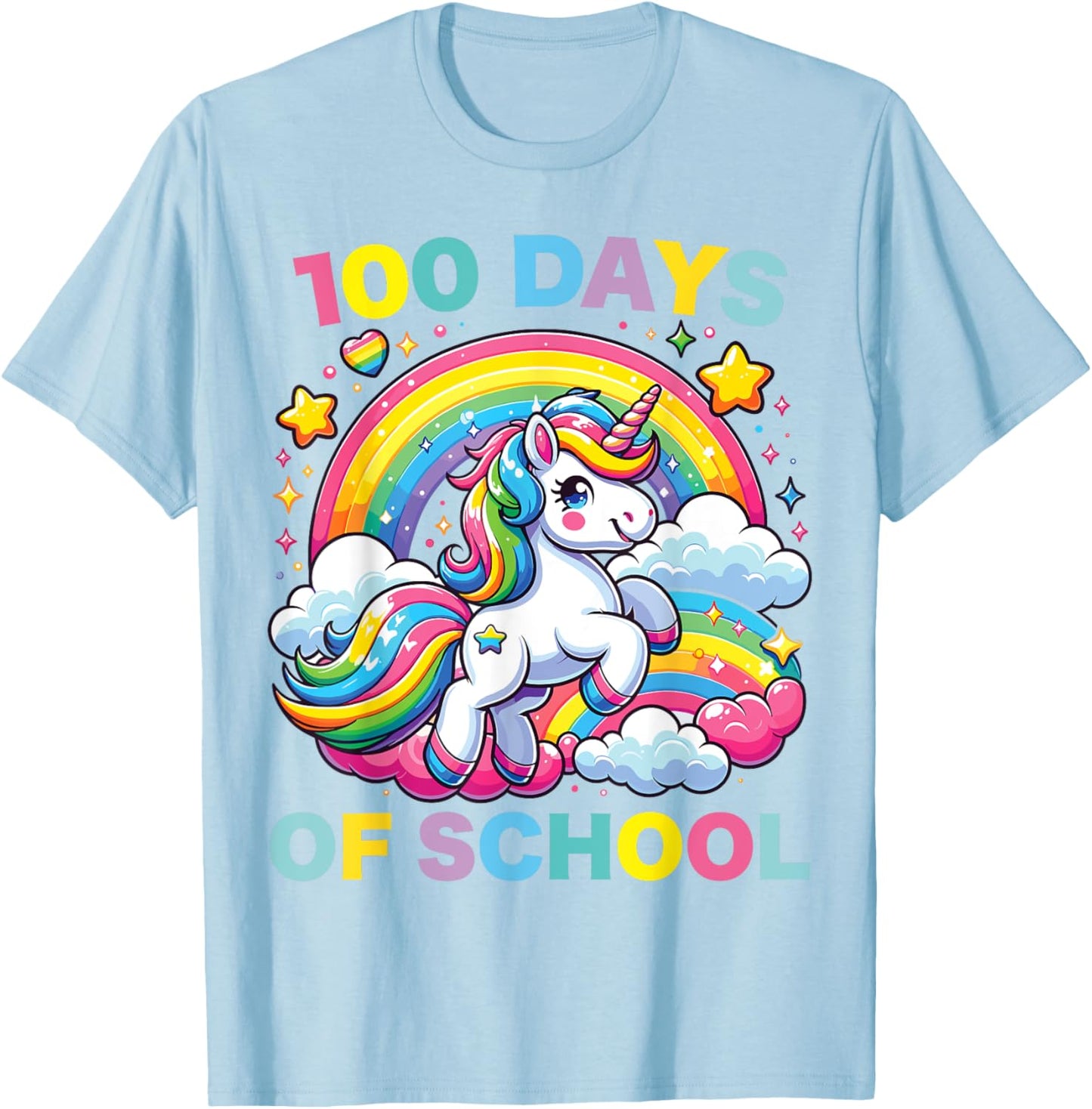 100 Days of School Unicorn Girls Teacher 100th Day of School T-Shirt - T-Shirt | Light Blue