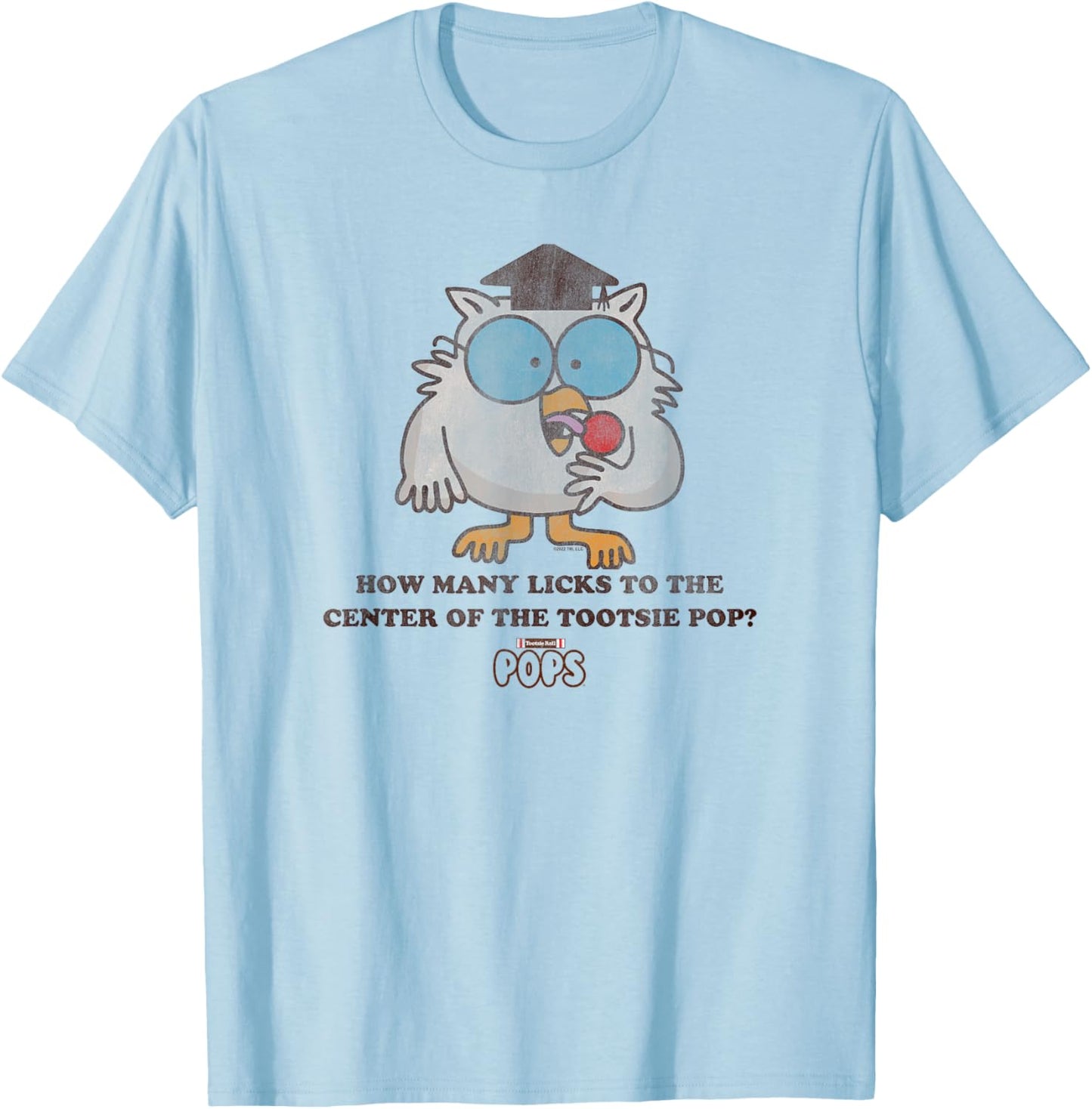 Tootsie Roll Pop Owl How Many Licks To The Center T-Shirt - T-Shirt | Light Blue