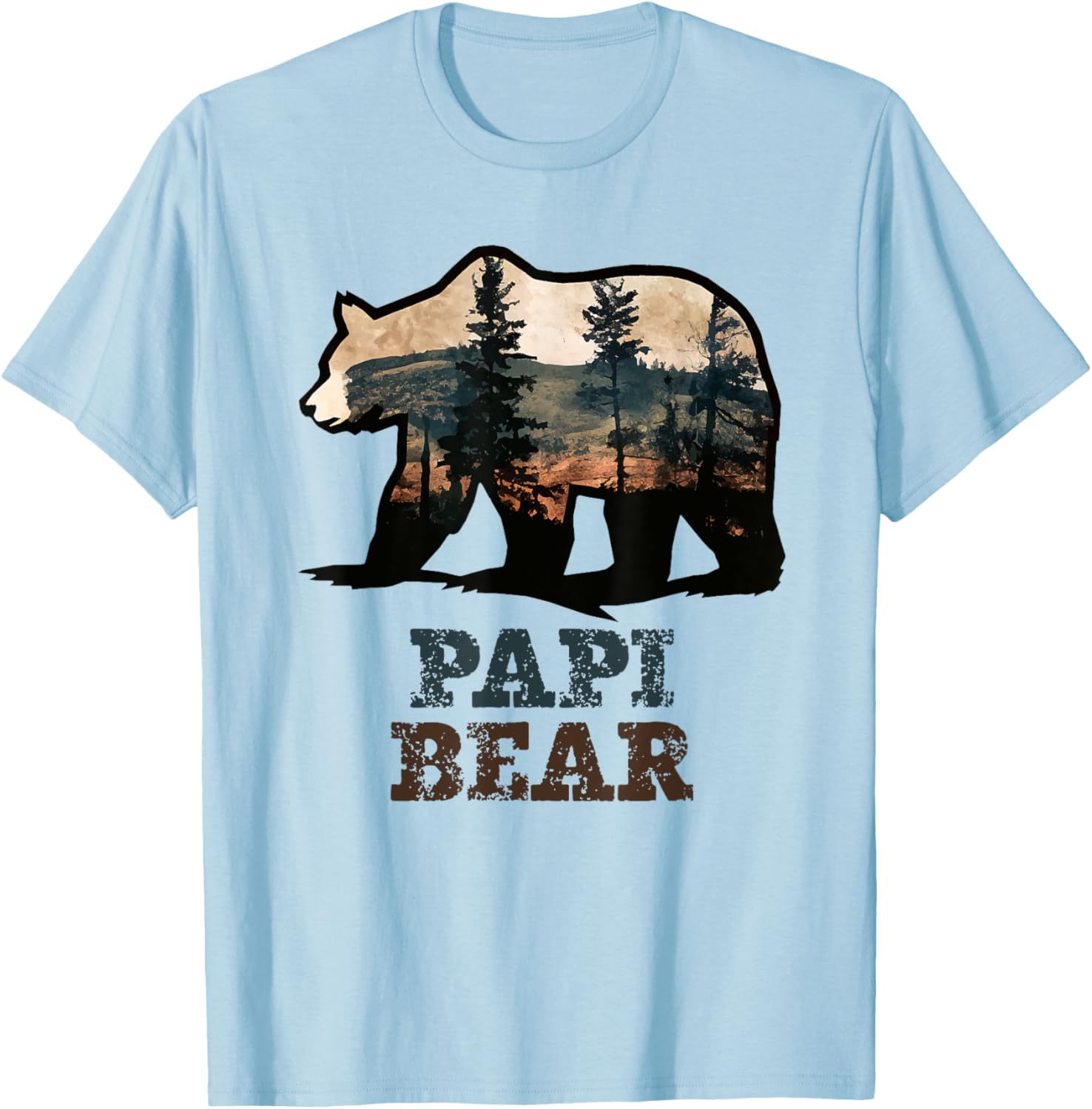 Papi Bear Vintage Retro Funny T-Shirt - T-Shirt | Light Blue