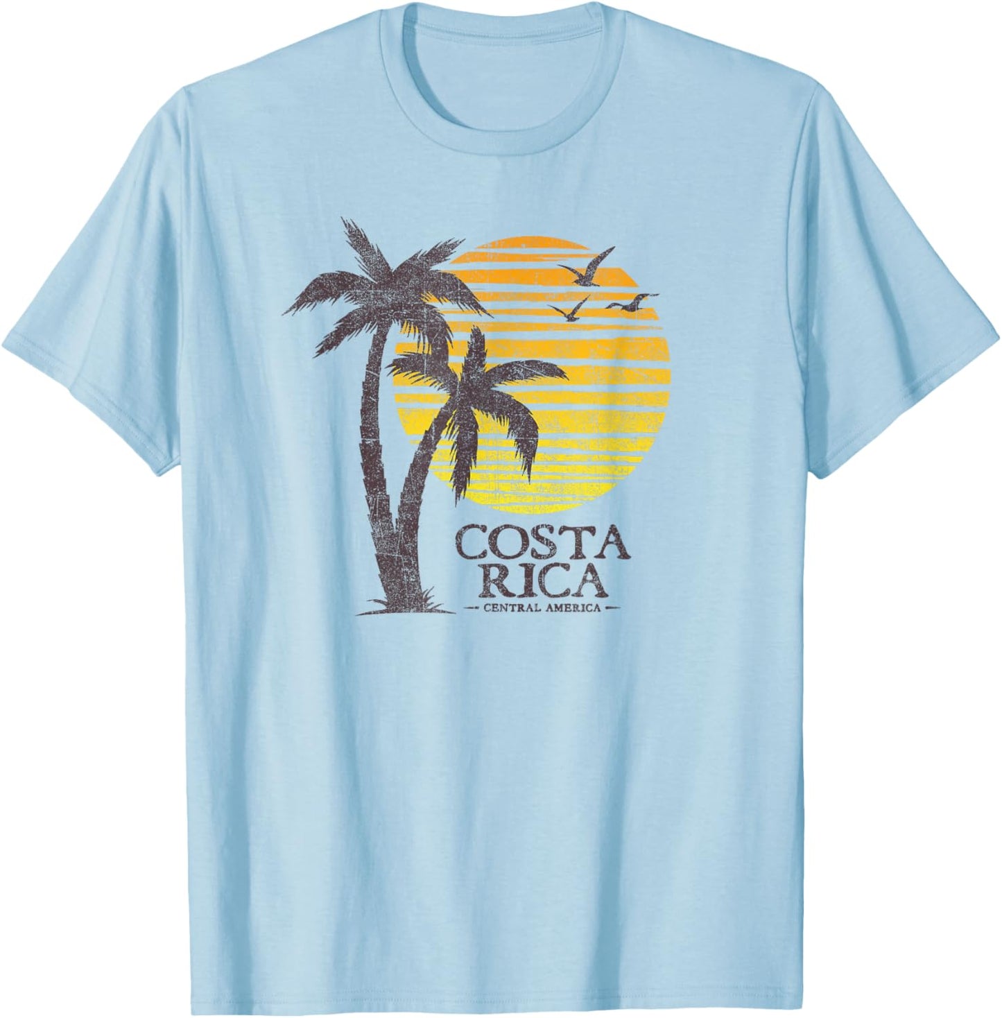 Vintage Costa Rica Souvenir Beach Sunset Retro T-Shirt - T-Shirt | Light Blue
