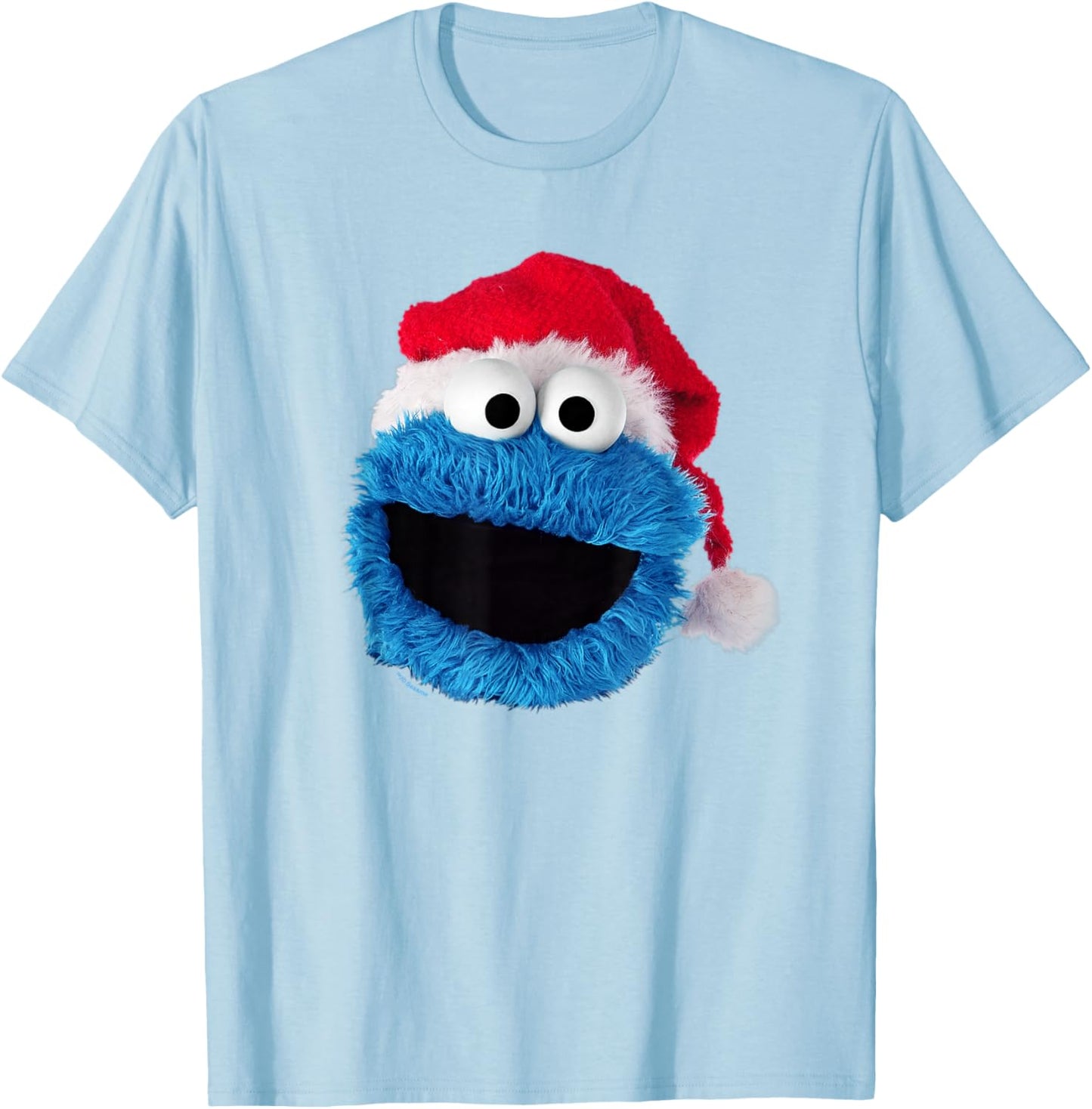Sesame Street Cookie Monster Christmas Santa Hat T-Shirt - T-Shirt | Light Blue