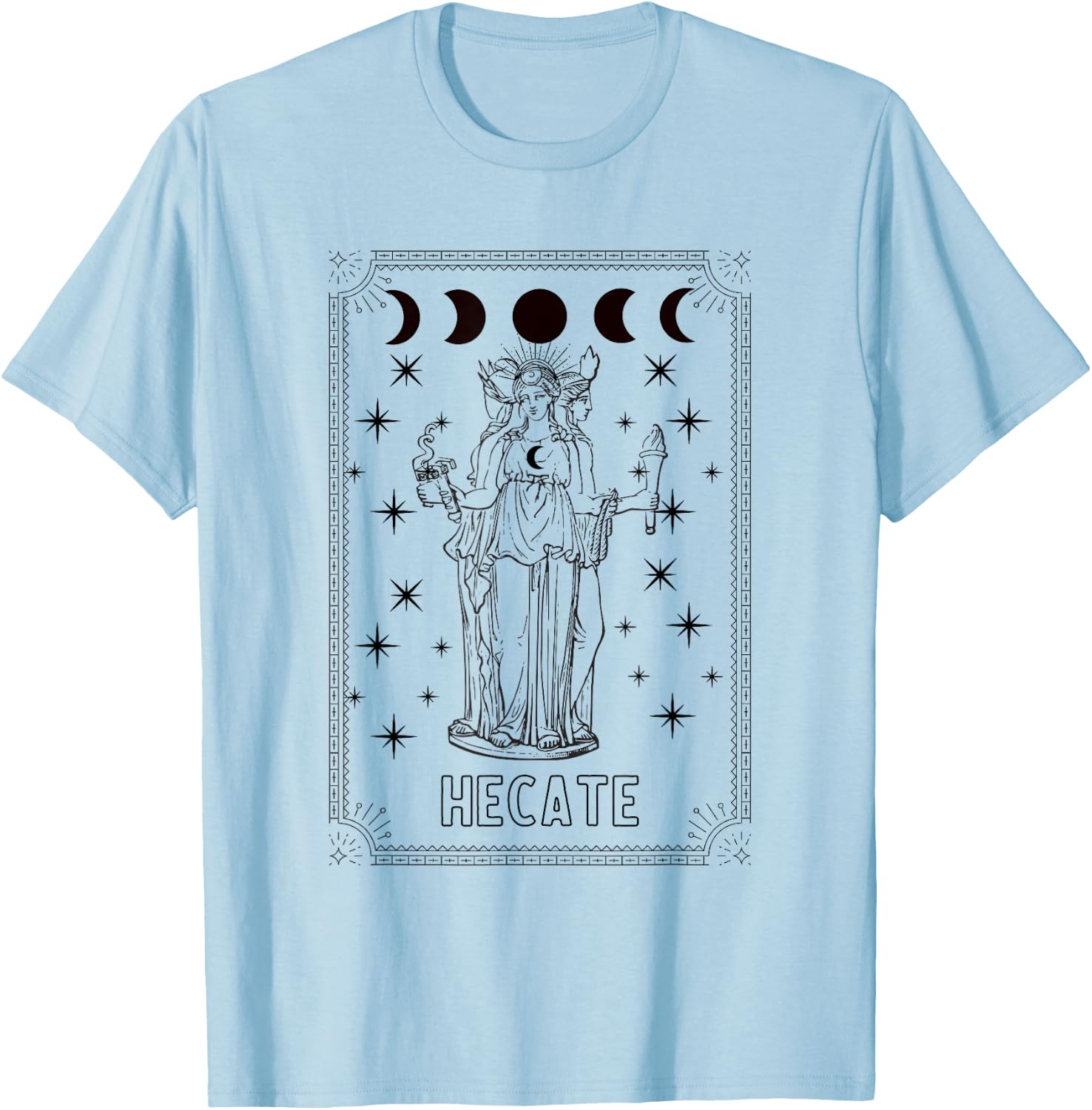 Triple Moon Goddess Hecate Tarot Card Wiccan Pagan Witch T-Shirt - T-Shirt | Light Blue