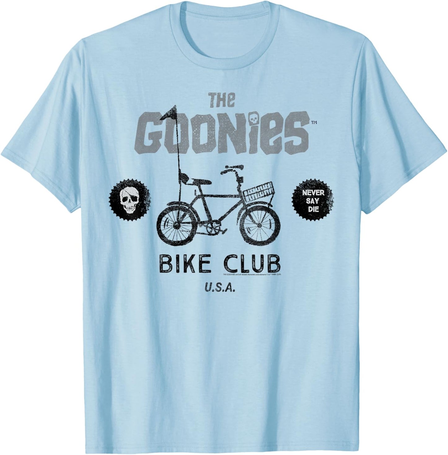 The Goonies Bike Club Never Say Die Text T-Shirt - T-Shirt | Light Blue