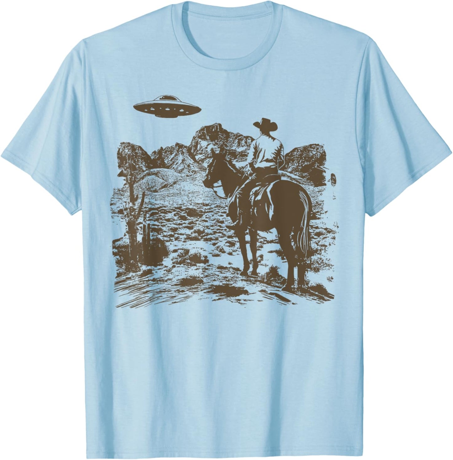 Ufo Western Cowboy T-Shirt - T-Shirt | Light Blue