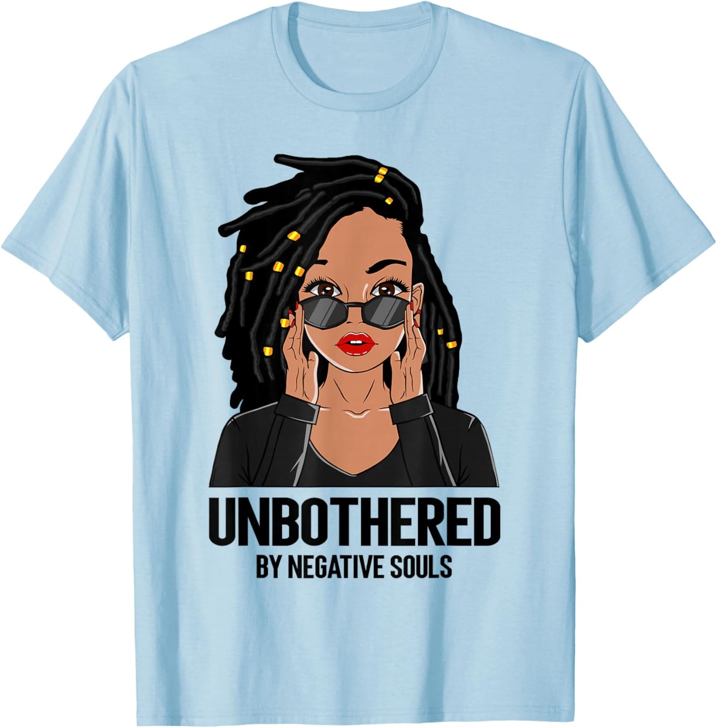 Unbothered African American Women Loc'd Girls Black Queen T-Shirt - T-Shirt | Light Blue