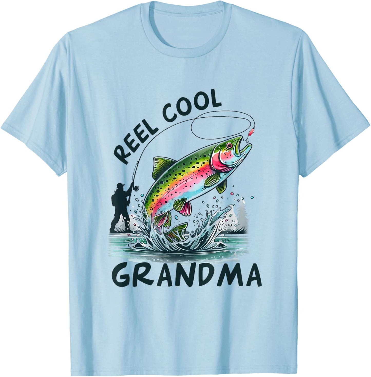 Reel Cool Grandma Birthday Party Fishing Matching Family T-Shirt - T-Shirt | Light Blue