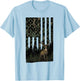 Camo Deer American Flag Patriotic Hunting Graphic USA Flag T-Shirt - T-Shirt | Light Blue