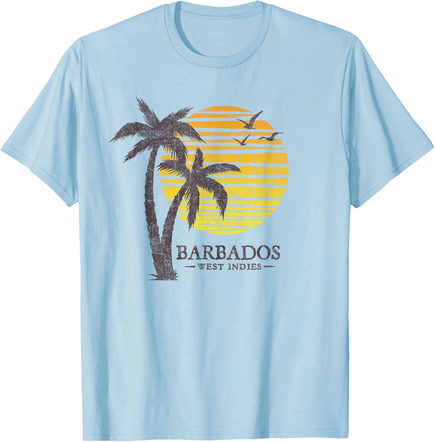 Vintage Barbados Beach Sunset Women Kids Retro Souvenir T-Shirt - T-Shirt | Light Blue