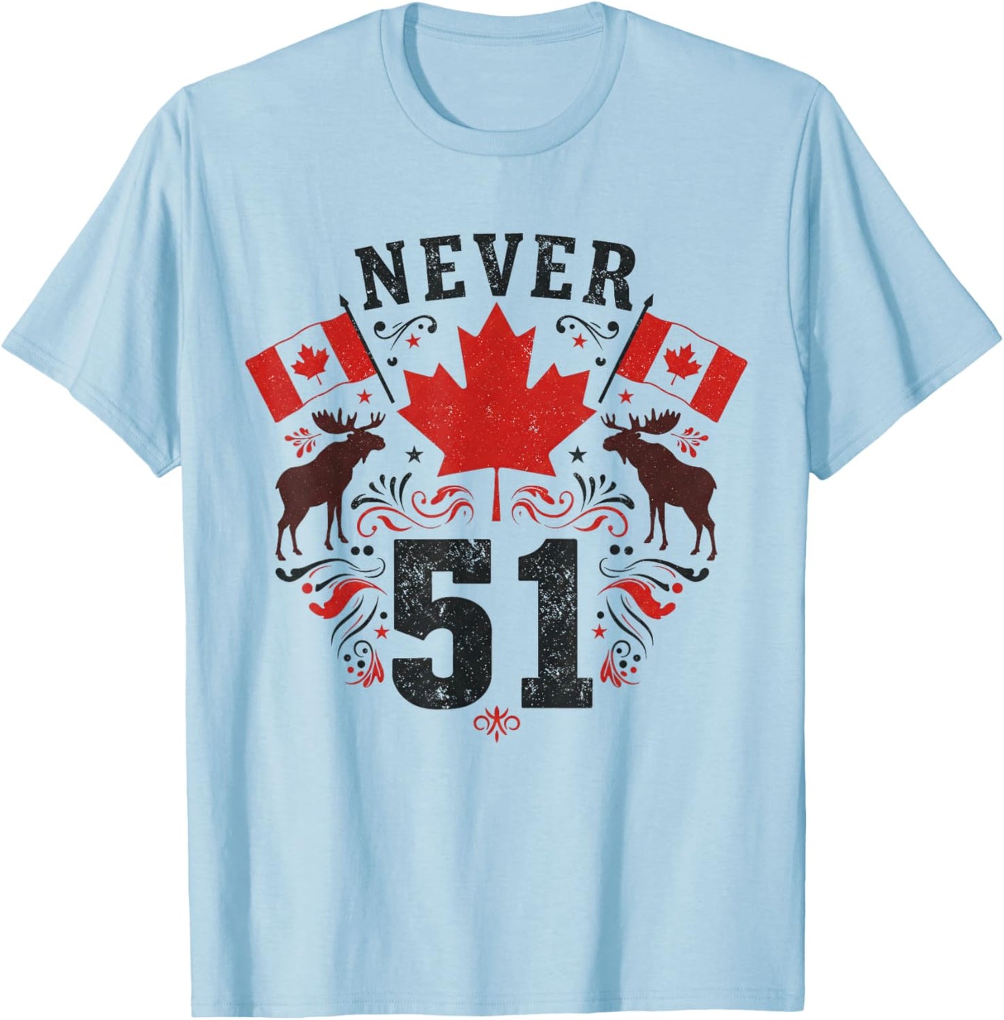 Niemals 51. Bundesstaat Kanada, kanadische Flagge, Vintage-Humor, Herren T-Shirt - T-Shirt | Light Blue