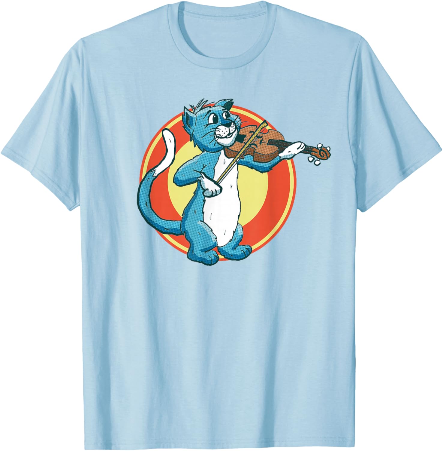 Cat Playing Violin Fiddle Alley Cat Music Violinist Funny T-Shirt - T-Shirt | Light Blue