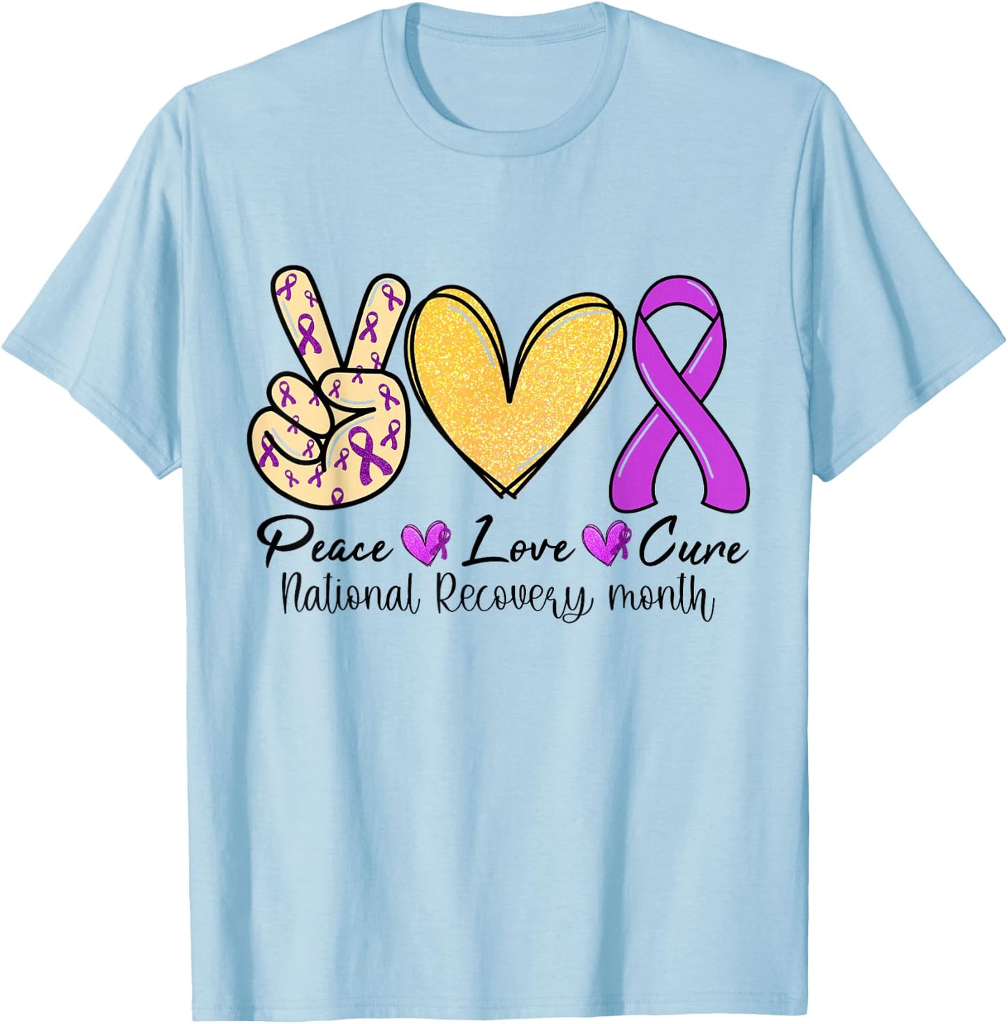 National Recovery month Warrior Addiction Recovery Awareness T-Shirt - T-Shirt | Light Blue