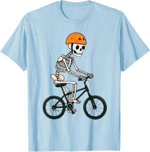 Skeleton Mountain Bike Halloween Costume Funny MTB Men Boys T-Shirt - T-Shirt | Light Blue