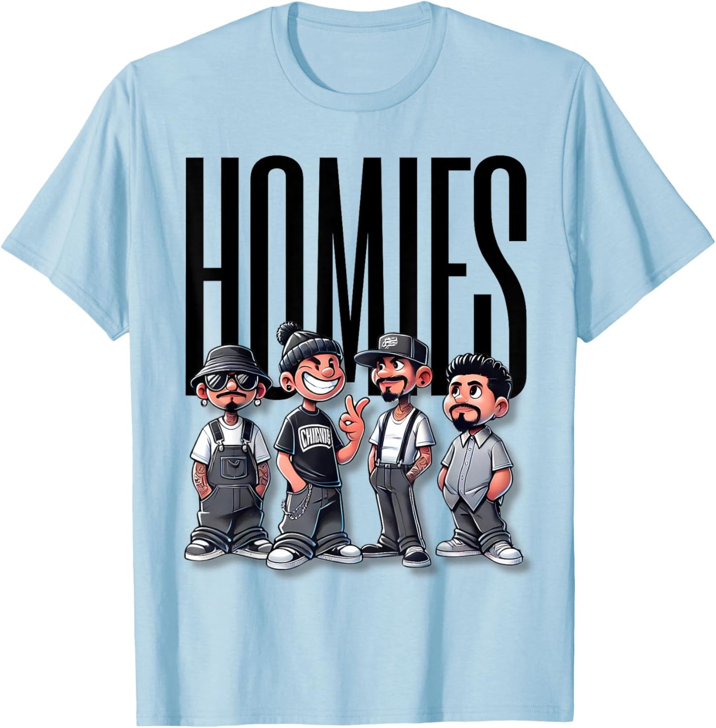 Cool Urban Cholo Vato Chicano Latino Mexican Pride Homies T-Shirt - T-Shirt | Light Blue