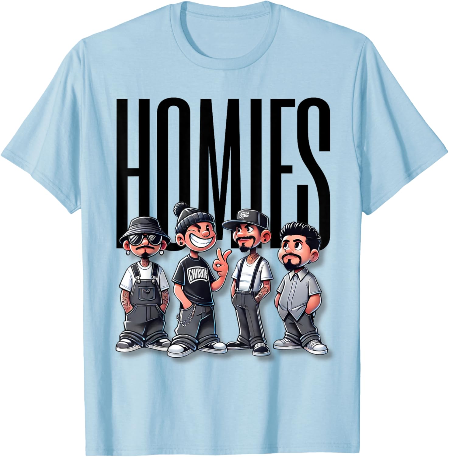 Cool Urban Cholo Vato Chicano Latino Mexican Pride Homies T-Shirt - T-Shirt | Light Blue