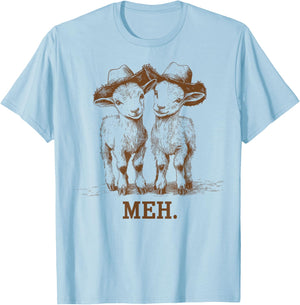 Meh Goat Meme Farm Animal Funny Farmer Animals Lover T-Shirt - T-Shirt | Light Blue