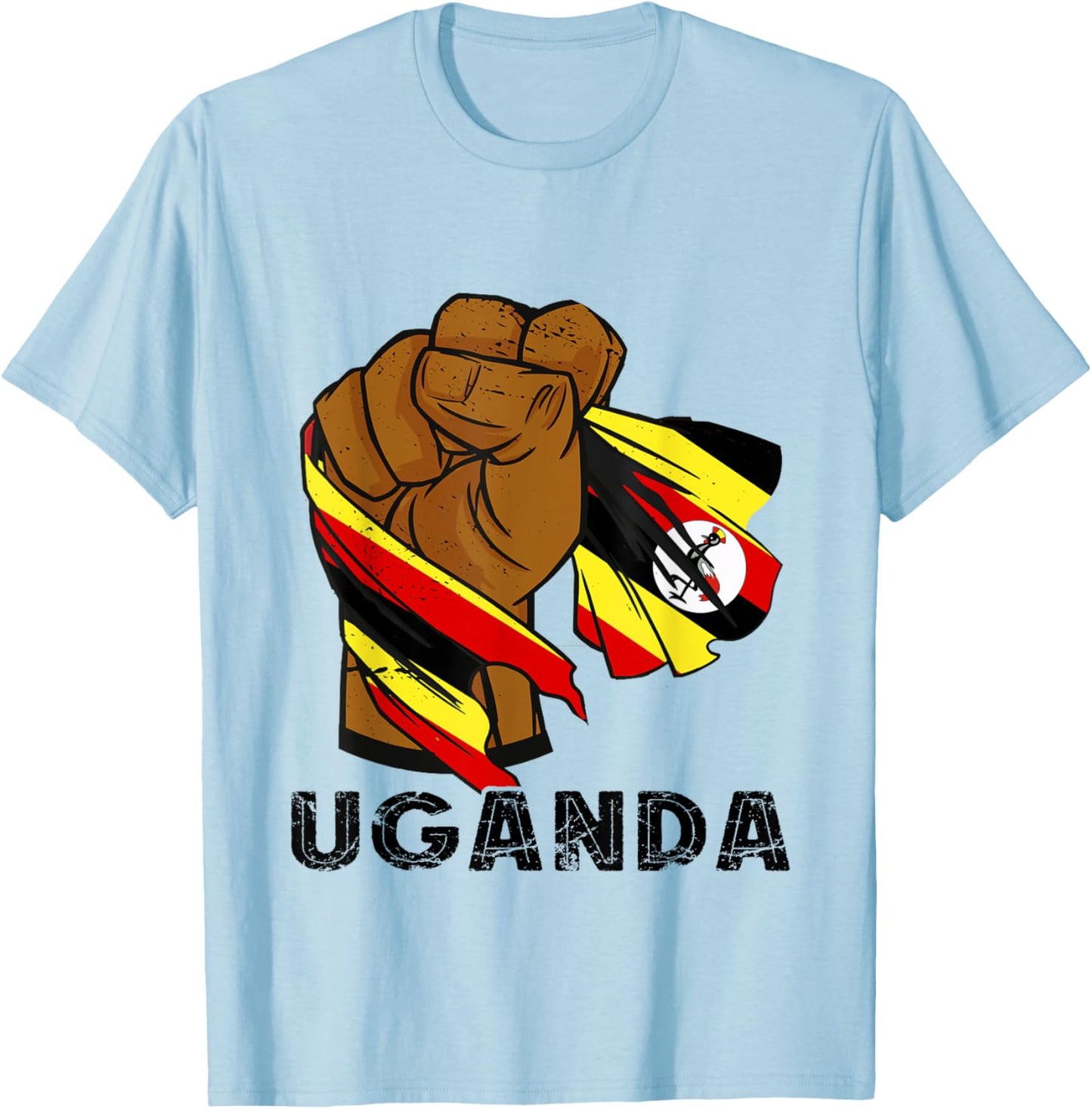 Uganda Power Vintage Ugandan Flag Handfist Ugandan Roots T-Shirt - T-Shirt | Light Blue