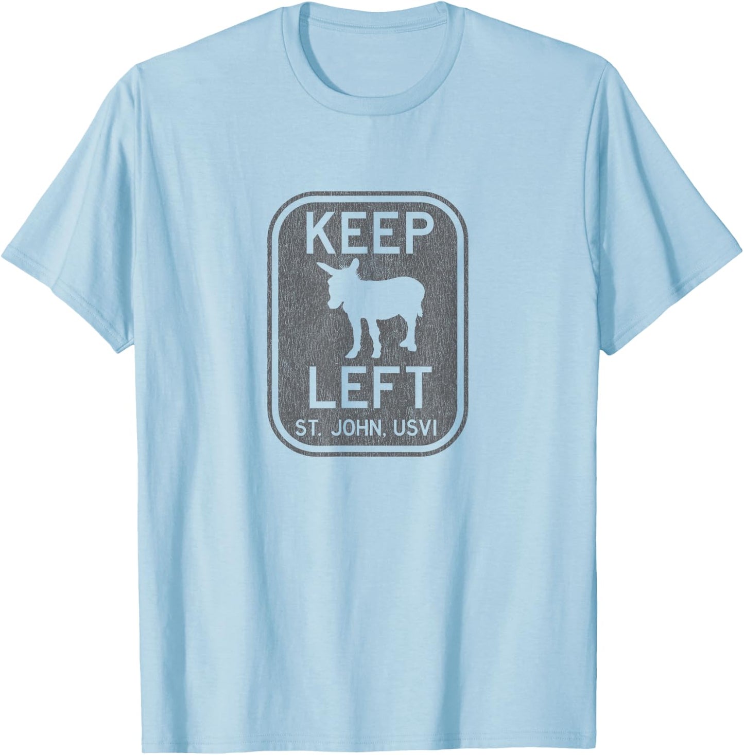 Keep Left St. John USVI Donkey Distressed T-Shirt - T-Shirt | Light Blue
