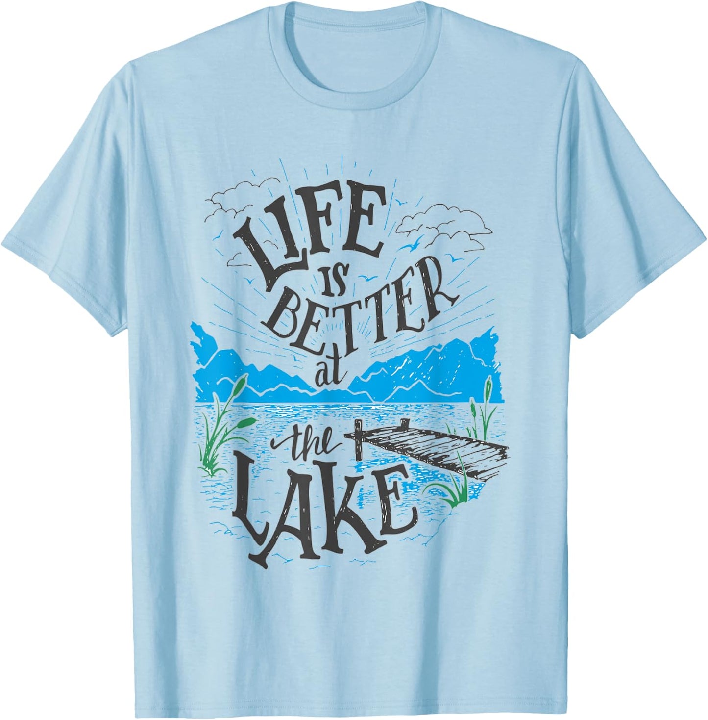 Life Is Better At The Lake Pontoon Boat T-Shirt - T-Shirt | Light Blue