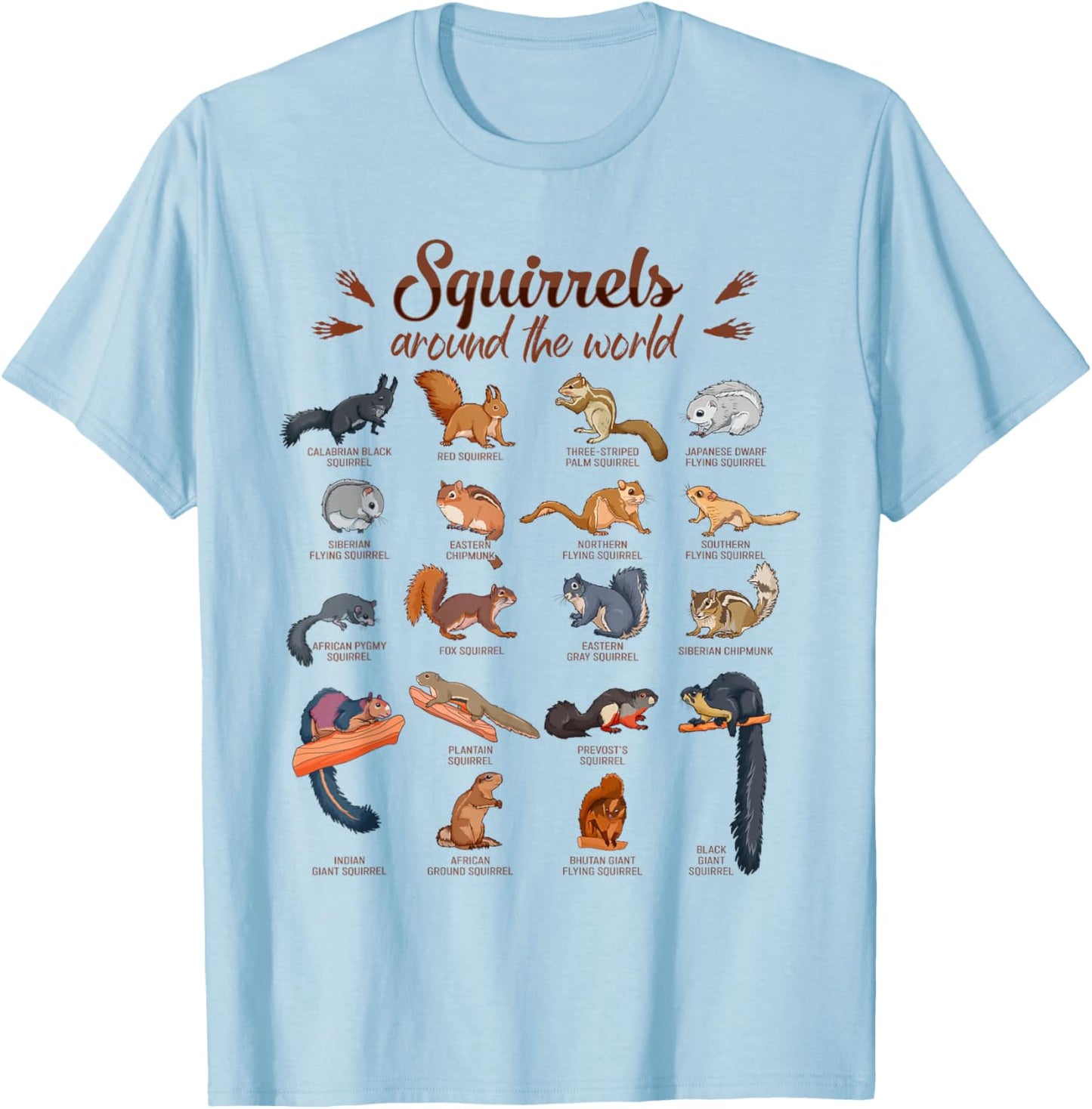 Squirrels Around the World - Squirrel T-Shirt - T-Shirt | Light Blue