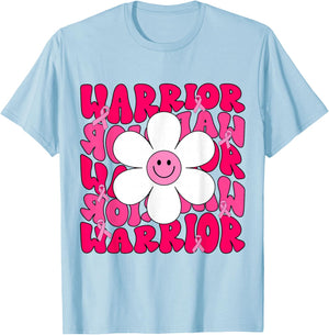 Groovy Breast Cancer Warrior Pink Ribbon T-Shirt - T-Shirt | Light Blue