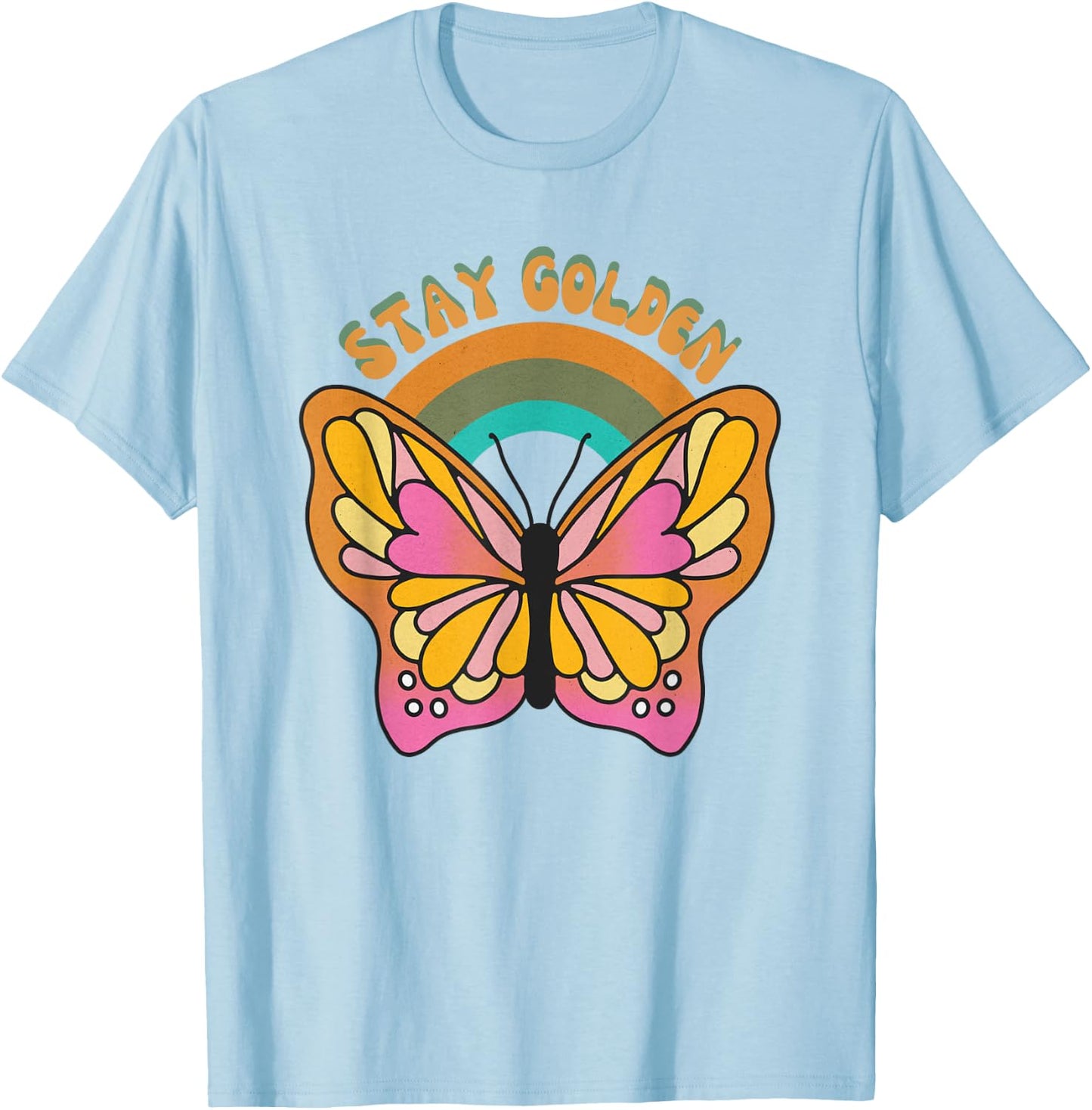 Stay Golden Butterfly Retro Vintage T-Shirt - T-Shirt | Light Blue