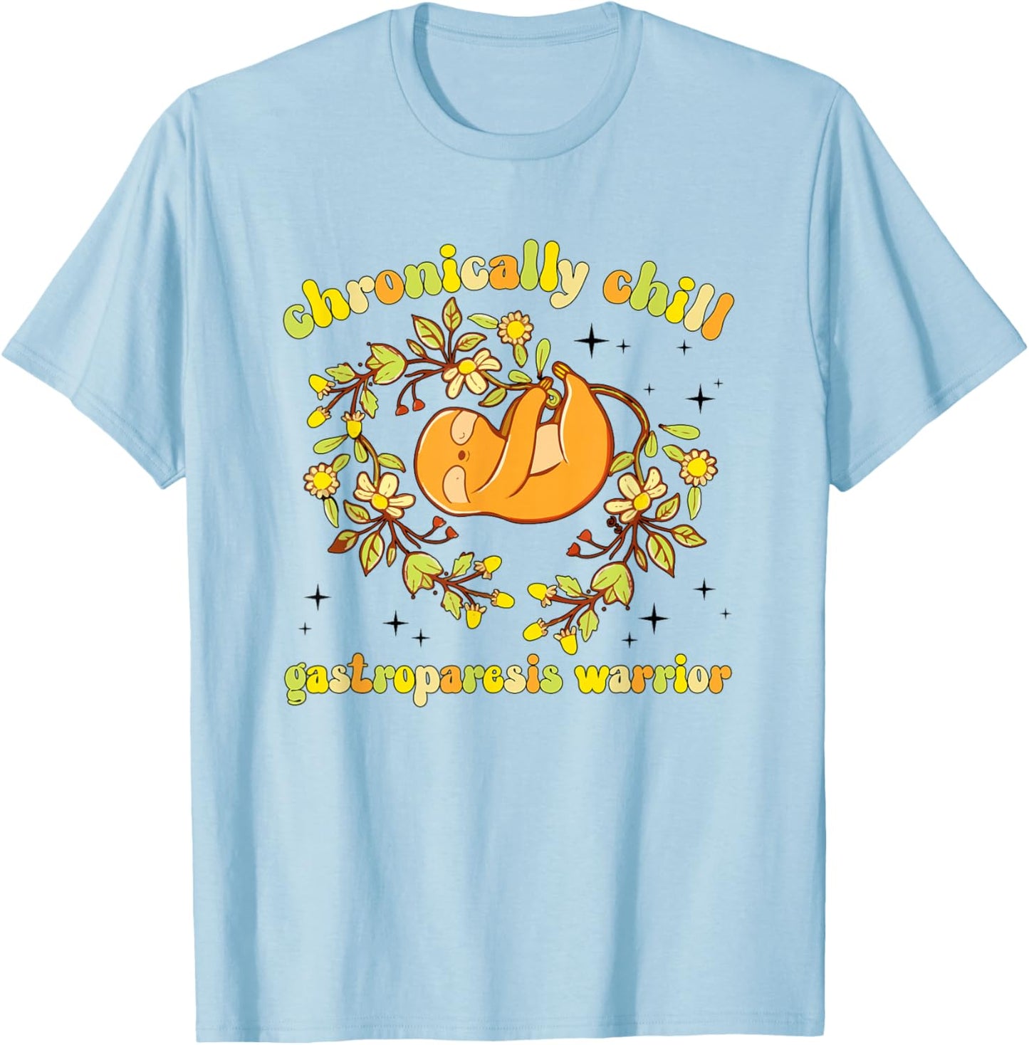 Groovy Gastroparesis Warrior Gastroparesis Awareness Month T-Shirt - T-Shirt | Light Blue