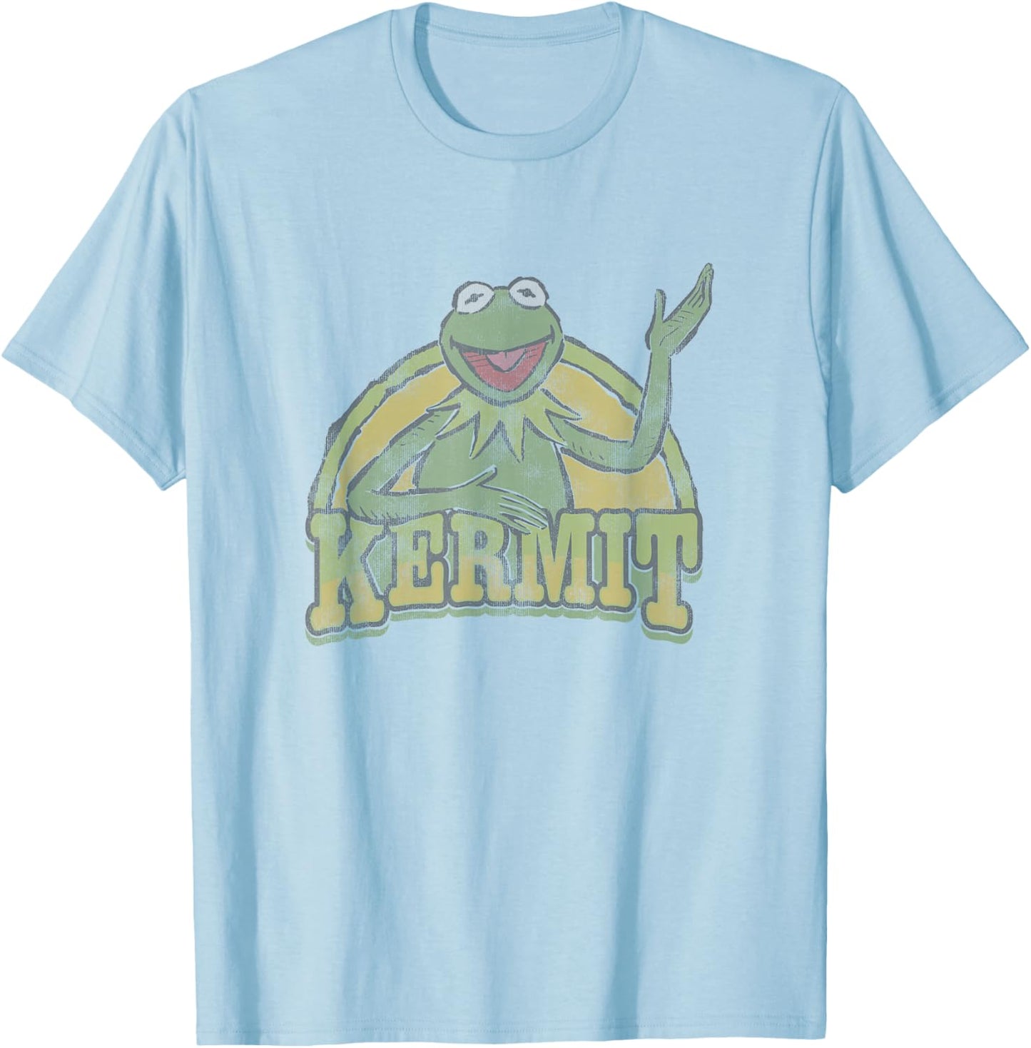 Disney The Muppets Vintage Retro Kermit The Frog Smile Logo T-Shirt - T-Shirt | Light Blue