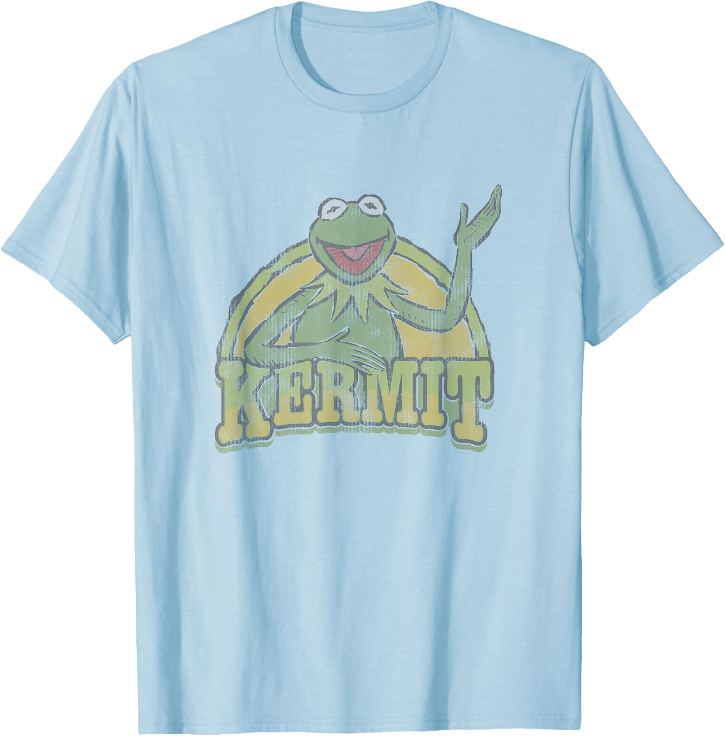 Disney The Muppets Vintage Retro Kermit The Frog Smile Logo T-Shirt - T-Shirt | Light Blue