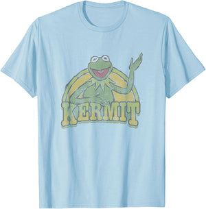 Disney The Muppets Vintage Retro Kermit The Frog Smile Logo T-Shirt - T-Shirt | Light Blue