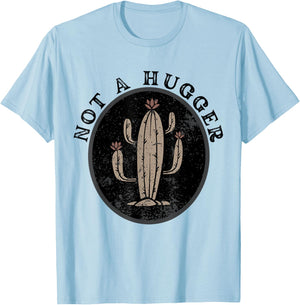 Not A Hugger Funny Vintage Cactus T-Shirt - T-Shirt | Light Blue