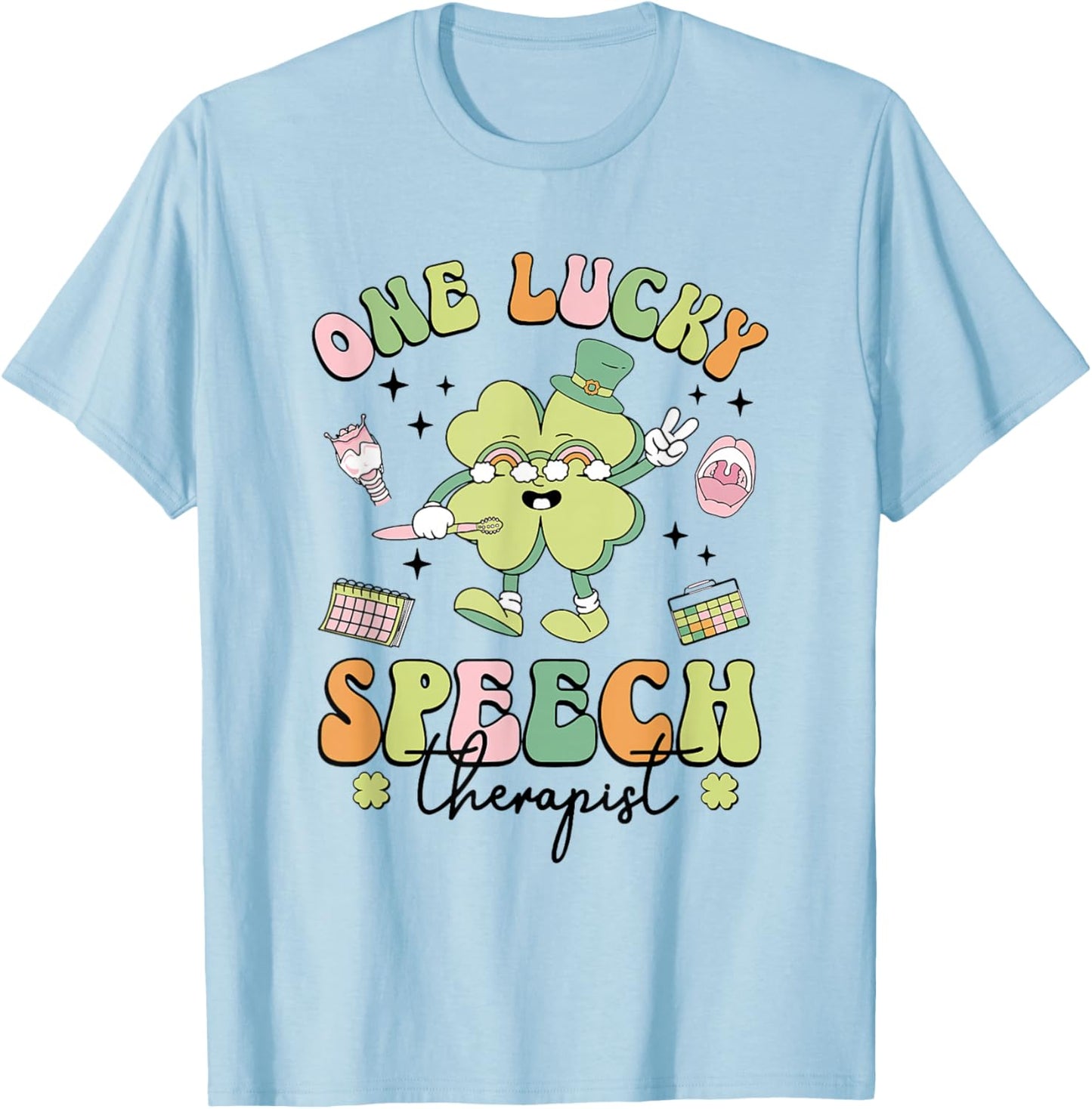 One Lucky Speech Therapist St Patricks Day Speech Therapy T-Shirt - T-Shirt | Light Blue