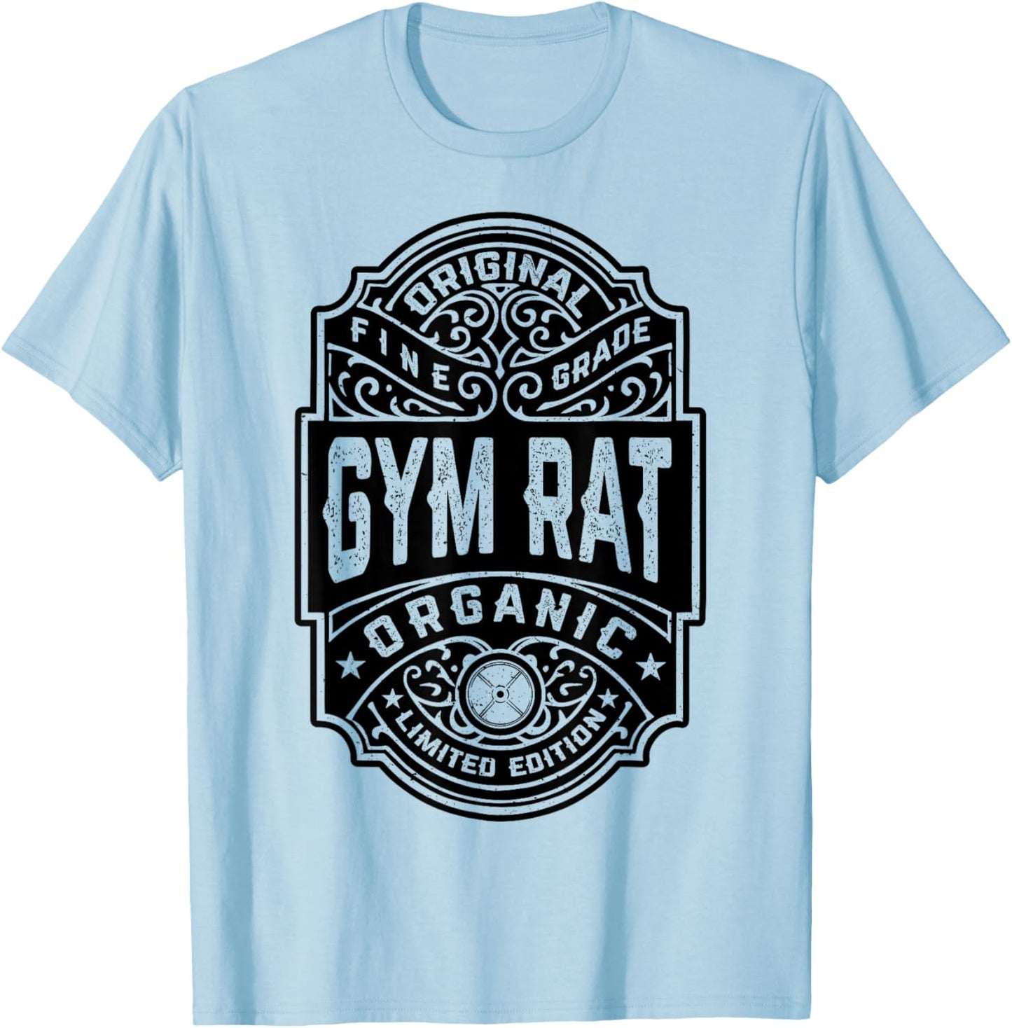 Gym Rat Vintage Whiskey Label Bodybuilding Gym Workout Men T-Shirt - T-Shirt | Light Blue