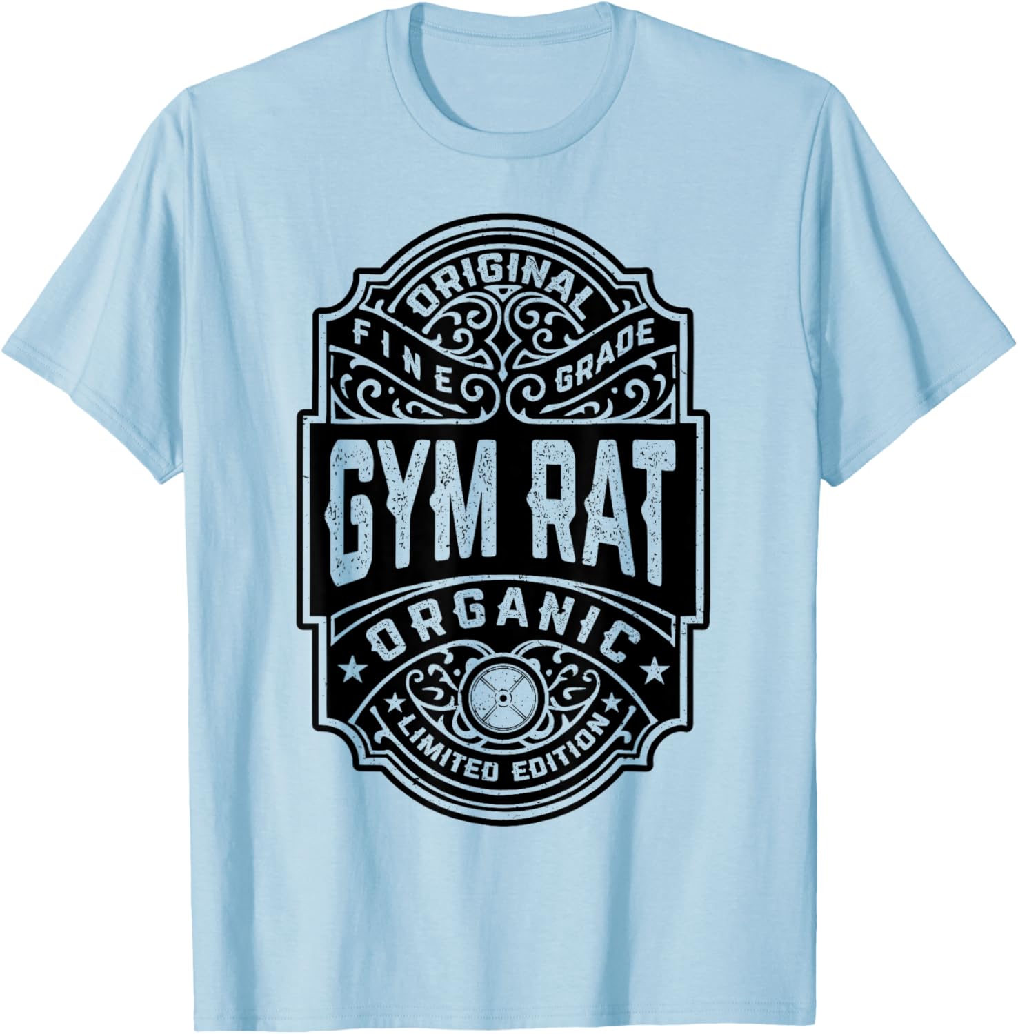 Gym Rat Vintage Whiskey Label Bodybuilding Gym Workout Men T-Shirt - T-Shirt | Light Blue