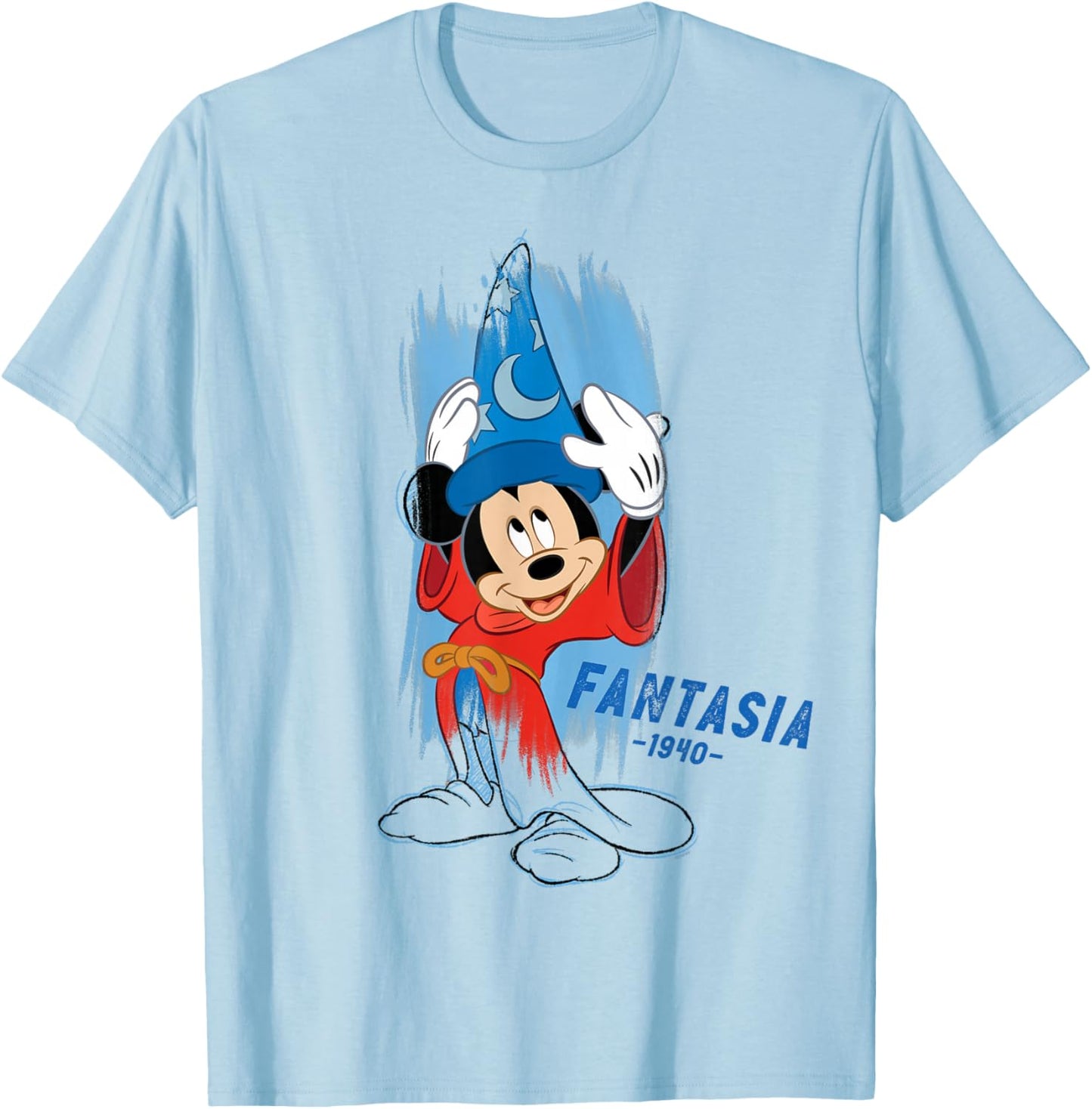 Disney Ink and Paint Sorcerer Mickey Mouse in Fantasia 1940 , Black, S T-Shirt - T-Shirt | Light Blue