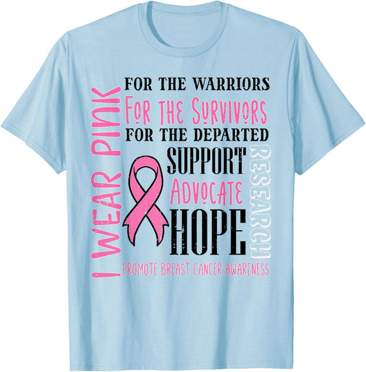 I Wear Pink For Survivors Breast Cancer Awareness Women T-Shirt - T-Shirt | Light Blue