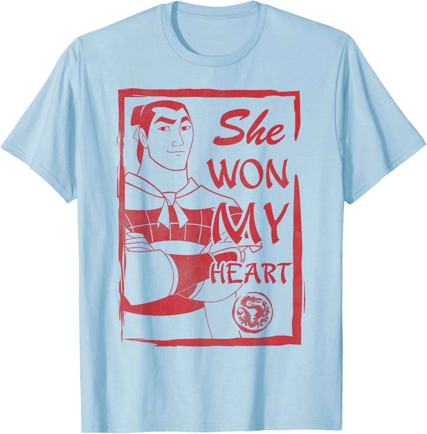 Disney Mulan Shang She Won My Heart Poster Graphic T-Shirt - T-Shirt | Light Blue